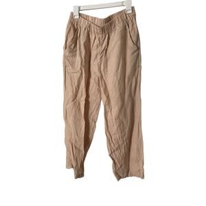 Quince Women's 100% Linen Pull On Pants‎ Medium Tan Pockets